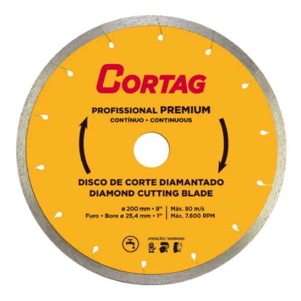 Disco de Corte Diamantado Profissional Premium 200 mm - CORTAG-61340