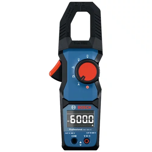 Alicate Amperimetro GMC 600-15 600A AC/DC CAT III 600V +Pilhas e Bolsa -Bosch