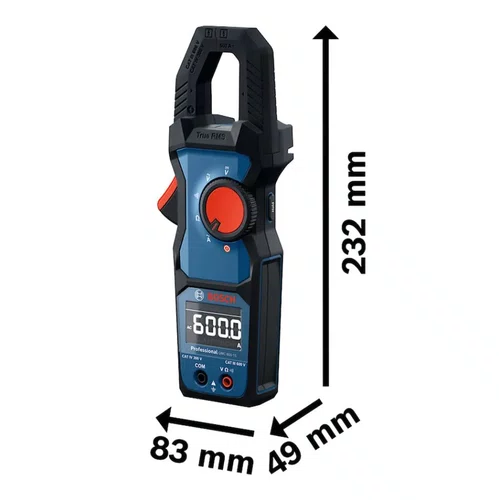 Alicate Amperimetro GMC 600-15 600A AC/DC CAT III 600V +Pilhas e Bolsa -Bosch
