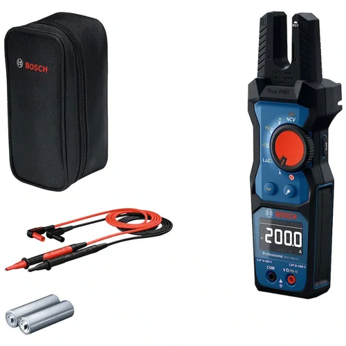 Amperimetro de Garfo GFM 1000-15 200A AC/DC CAT IV 600V / CAT III 1000V +Pilhas e Bolsa -Bosch
