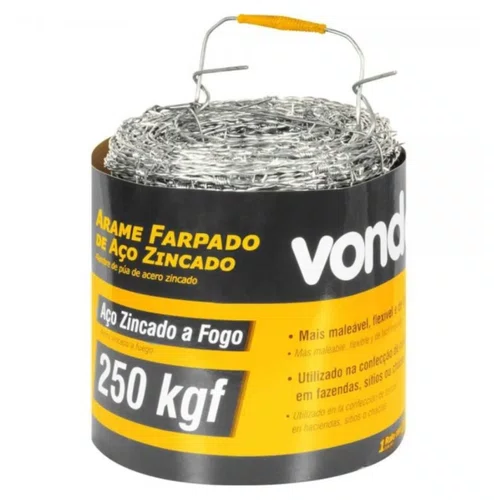 Arame Farpado Zincado 250kgF em Rolo de 250 Metros com 11,5kg -Vonder