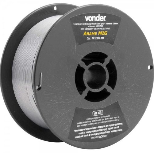 Arame para Solda Mig 0.8mm Sem Gas Rolo de 1kg 7432008001 -Vonder