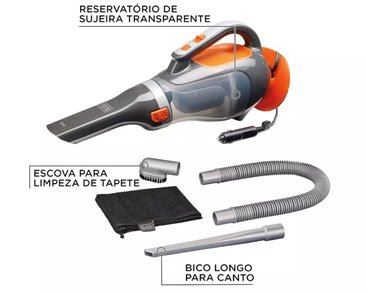 Aspirador de Pó Portátil 12V BDCV610-LA Black&Decker
