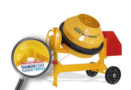 Betoneira Rental Max 400L com Motor 2CV Chave NR-12 Monofásica 220V -Menegotti