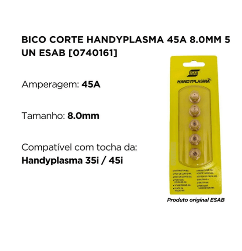 Bico Corte Handyplasma 45a 8.0mm 5 Un 0740161 Esab