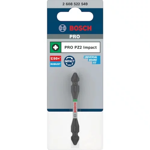 Bit Pozidrive PZ2 1/4'' 65MM Ponta Dupla Pro Impact -Bosch