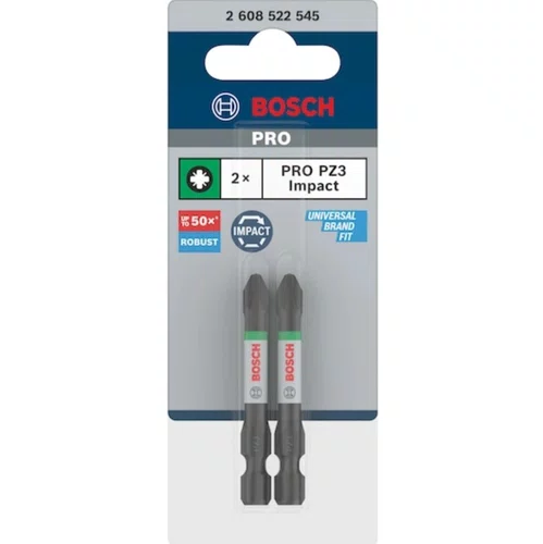 Bit Pozidrive PZ3 1/4'' 55mm com 02 Peças Pro Impact -Bosch