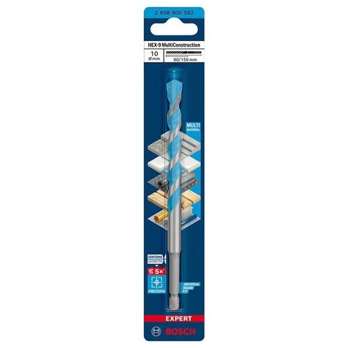 Broca Multimaterial Encaixe Hexagonal Expert HEX-9 10mm 90/150mm 2608900582 -Bosch