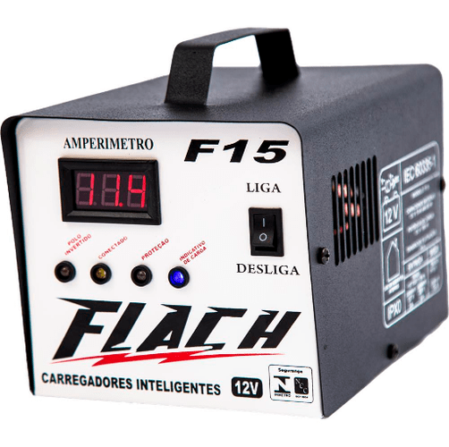 CARREGADOR BATERIA 15AMP 12V INTELIGENTE C/ AUX PART F15