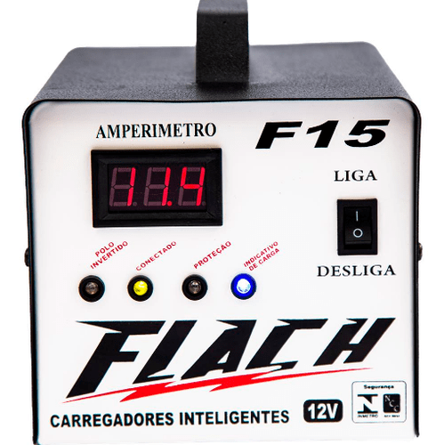 CARREGADOR BATERIA 15AMP 12V INTELIGENTE C/ AUX PART F15