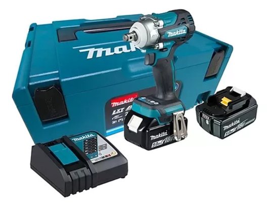 Chave De Impacto 1/2'' Pol. 330NM DTW300RTJ +02 Baterias 5ah +Carregador Bivolt e Maleta -Makita
