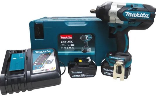 Chave De Impacto a Bateria 18V 1/2'' Pol. DTW1002RTJ + 02 Baterias 5AH + Carregador Bivolt e Maleta -Makita