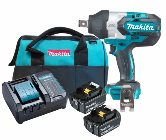 Chave de Impacto a Bateria 18V DTW1001 1050NM + Kit Carregamento Bivolt e Bolsa -Makita