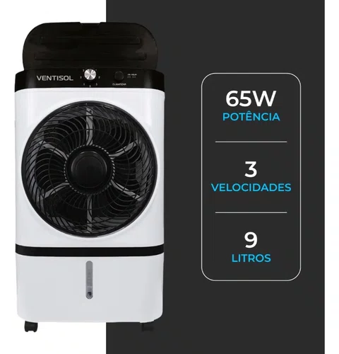 Climatizador de Ar Evaporativo CLI-09 65W Cap. de Agua 9L 220V -Ventisol
