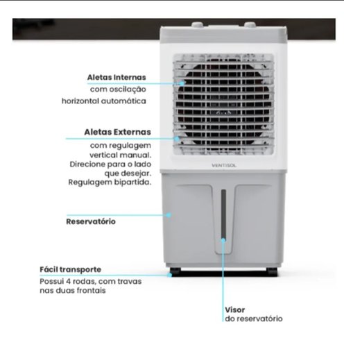 Climatizador de Ar Evaporativo CLIN60 PRO 60L 150W 220V -Ventisol