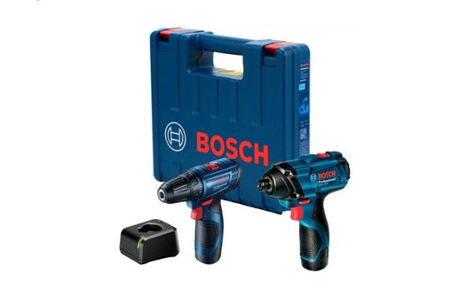 Combo Parafusadeira/Chave de Impacto 12V GSR 120LI + GDR 120LI + 2 Baterias 2ah e Maleta -Bosch
