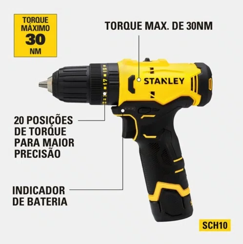 Combo Parafusadeira/Furadeira de Impacto 12V SCHI10D2FK-BR + Kit Carregamento e Maleta -Stanley