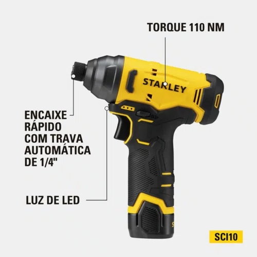 Combo Parafusadeira/Furadeira de Impacto 12V SCHI10D2FK-BR + Kit Carregamento e Maleta -Stanley