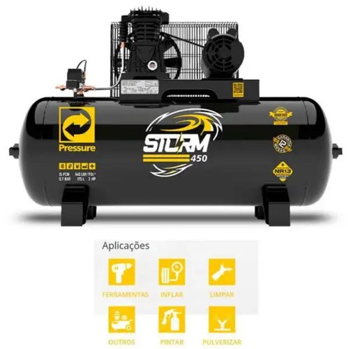Compressor de Ar Storm 450 15/175 140PSI Monofásico -Pressure