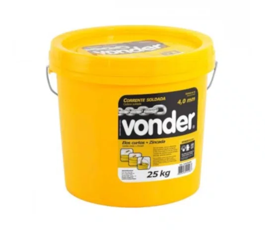 Corrente Zincada com elo curto 4,0mm - 5/32'' Venda Por Kg - 1 Metro = 304 Gramas Aprox. -Vonder