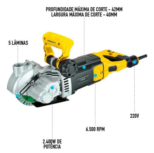 CORTADORA DE PAREDE MCE2400 5'' (125MM) 2400W MONO 60HZ 220V