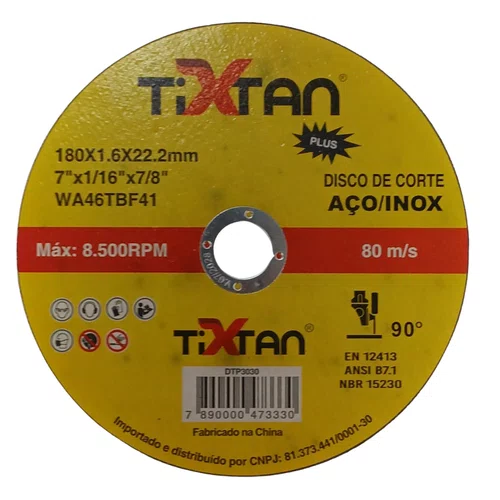 Disco de Corte 7'' X 1.6MM DTP3030 Tixtan Plus