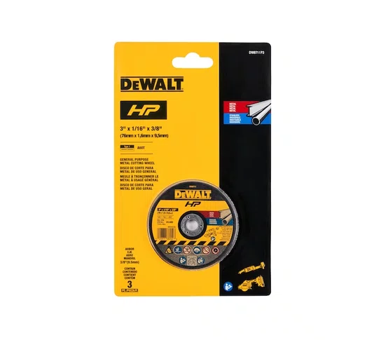 Disco de Corte Abrasivo HP 3'' x 1/16"X3/8''  DW8711P3 Dewalt