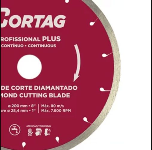 Disco De Corte Contínuo Diamantado Plus 200mm Cortag-60570