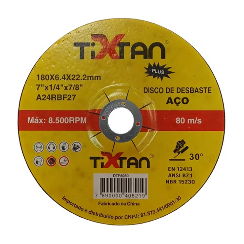 Disco de Desbaste 7'' X 6.5MM DTP8080 Tixtan Plus
