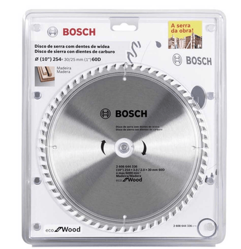 Disco de Serra Circular 254mm 60 Dentes BOSCH-2608644336
