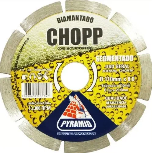 Disco Diamantado Segmentado 110mm x 20mm Chopp - Pyramid