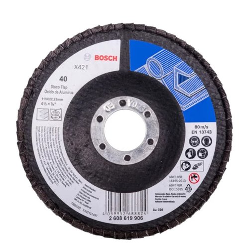 Disco Flap 4.1/2'' Pol. Grão 40 Base de Fibra X421 Standard for Metal 2608619906 -Bosch