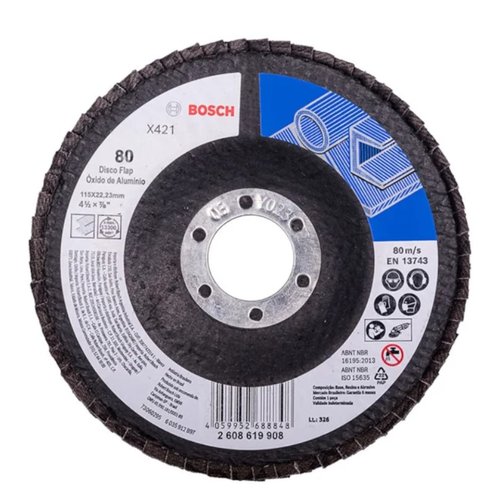 Disco Flap 4.1/2'' Pol. Grão 80 Base de Fibra X421 Standard for Metal 2608619908 -Bosch