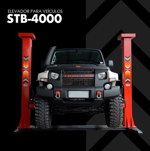 Elevador de Veiculos STB 4.000kg Trifásico 380V Cor Vermelha -Stahlbox