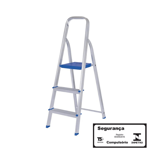 Escada Doméstica em Aluminio 3 Degraus -Mor