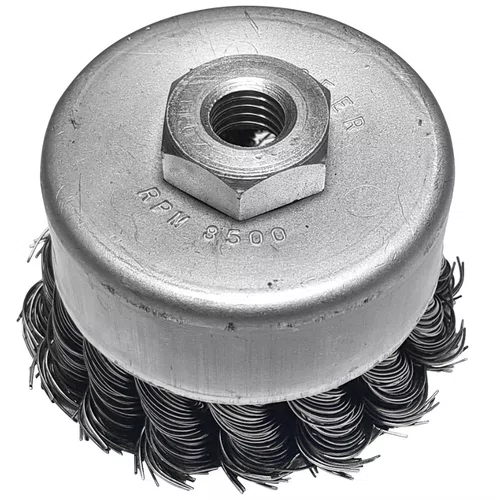 Escova Copo Aço Trançado 4" x 30mm x M14 – Abrasfer
