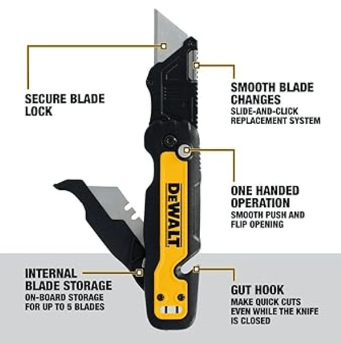 ESTILETE DOBRAVEL PUSH E FLIP COM ARMAZENAMENTO DEWALT