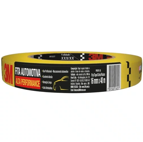 Fita Crepe Automotiva 16mm x 40MT Alta Performance Amarela a Unidade -3M