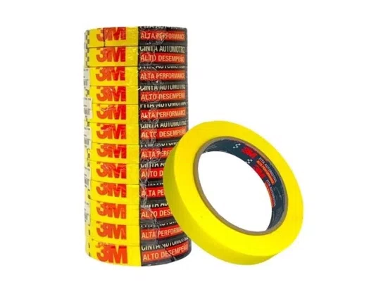 Fita Crepe Automotiva 18mm x 40MT Alta Performance Amarela a Unidade -3M