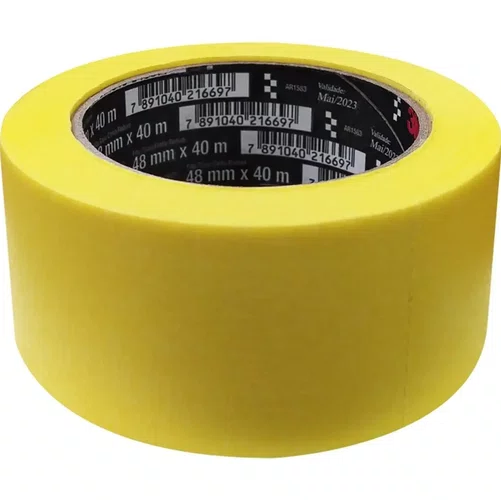 Fita Crepe Automotiva 48mm x 40MT Alta Performance Amarela a Unidade -3M