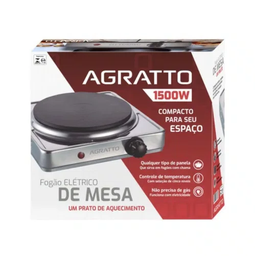 Fogão Elétrico de Mesa 1 Prato 1.500W FMA-02 Inox 220V - Agratto