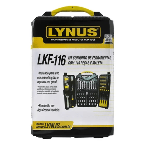Jogo De Ferramentas Com 115 Peças LKF-116 - Lynus
