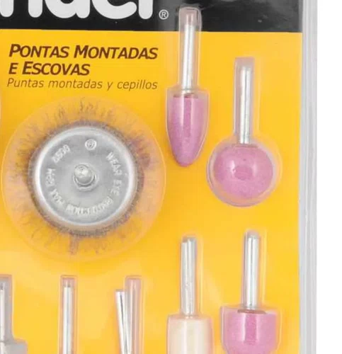 Jogo de Pontas e Escovas com 12 Peças para Micro Retífica VONDER-1250120000