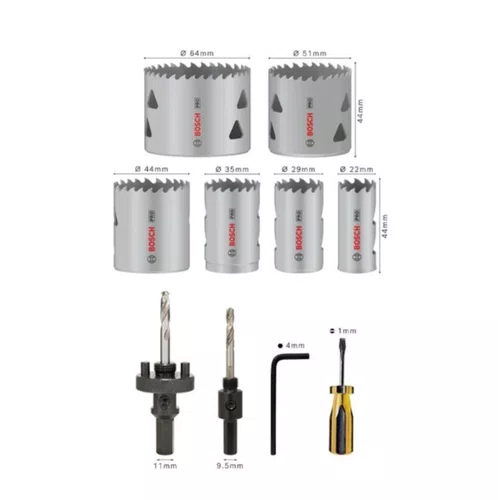 Jogo de Serra Copo Para Eletricista Bimetal 22 a 64mm com 12 Peças 2608900524 -Bosch