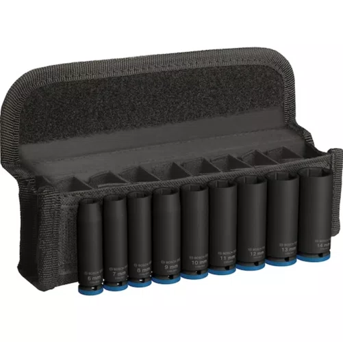 Jogo de Soquete de Impacto Enc. 1/4'' 06 a 14MM Longo com 09 Peças PRO -Bosch