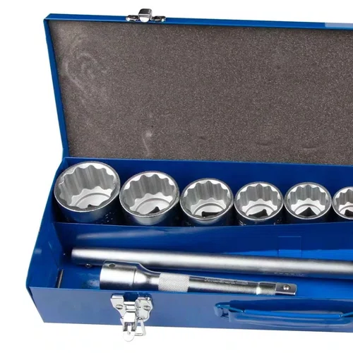 Jogo de Soquetes 3/4'' 22 a 50mm Estriado Com 14 Peças R010239 -RioSul Tools