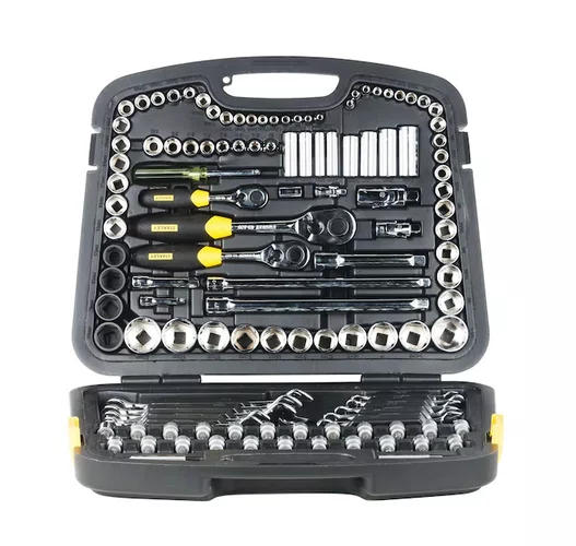 Jogo de Soquetes para Oficina Mecânica 1/4" e 3/8" - 120 Peças  Ref. 91931 – Stanley