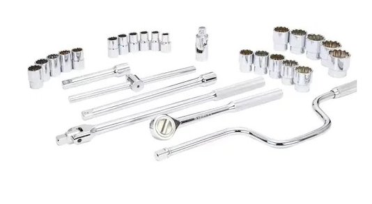 JOGO SOQUETE 1/2 C/28PC 10 A 32MM ESTRIADO STMT45512 STANLEY