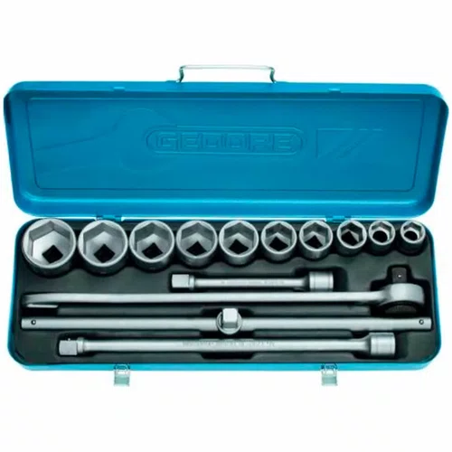 Jogo soquete 3/4 22 a 50 mm sextavado 32-EMU com 14 peças Gedore