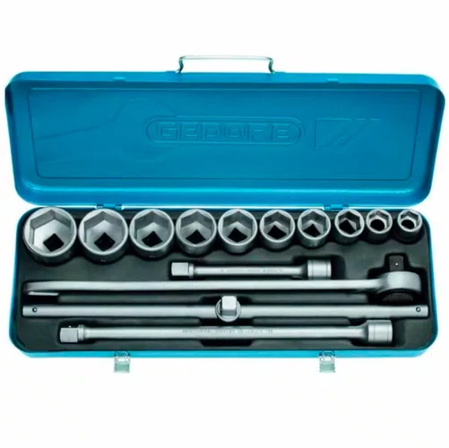 Jogo soquete 3/4 22 a 50MM estriado D32-EMU Com 14 peças Gedore